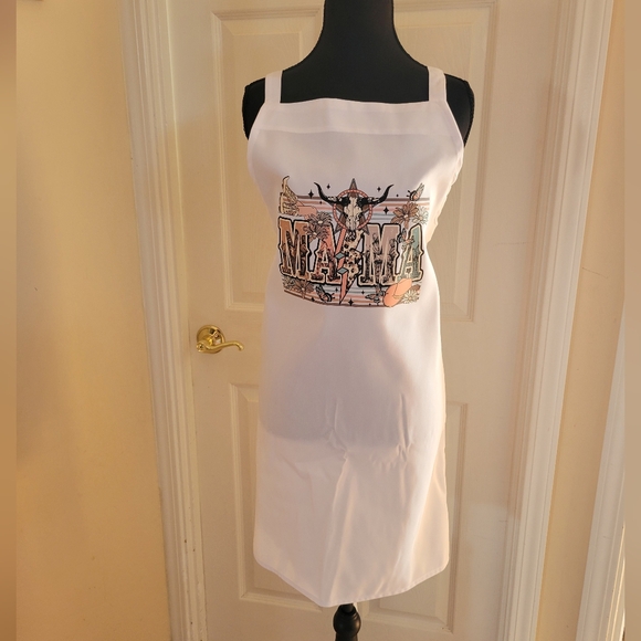 Western MAMA White Graphic Apron - Picture 1 of 7